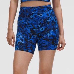 Lululemon Fast and Free High-Rise Short 6" Flower Meld Galactic Cobalt Sz 12 NWT